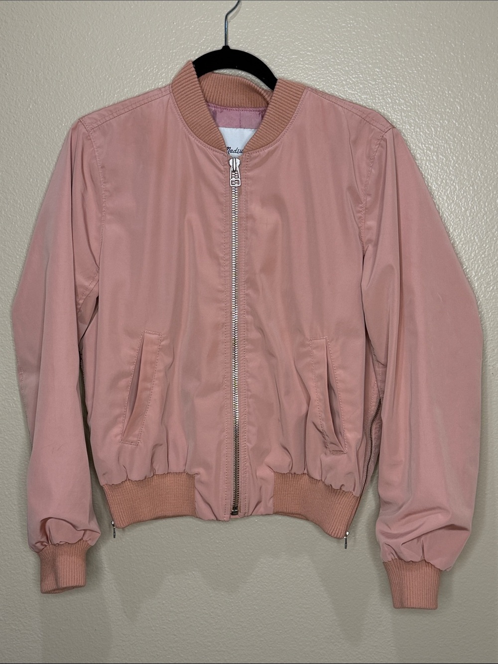Madewell Loose Fit Bomber Jacket Dusty Rose Pink Size M
